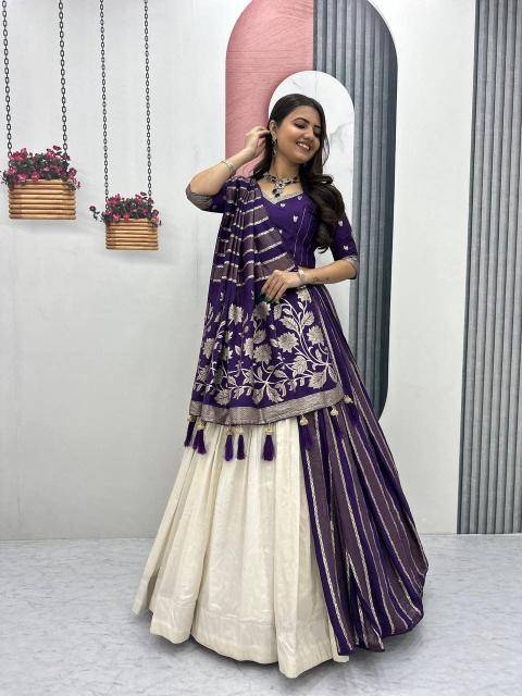 Launching wedding Special Pc 560 jecard Purple Lehenga choli wholesale online